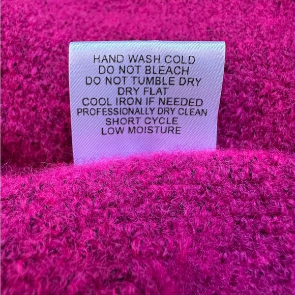 LINEAMAGLIA Italian Soft Wool Blend Magenta Pink Mock Neck Sweater Womens Size L - Picture 9 of 11